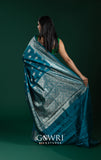 Teal Chiniya Silk Saree – All Over Designer Weave with Butti | Medium Designer Border | Fancy Premium Saree