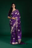 Purple Mashroo Silk Saree with Butti All Over Design