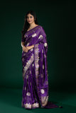 Purple Mashroo Silk Saree with Butti All Over Design