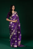 Purple Mashroo Silk Saree with Butti All Over Design