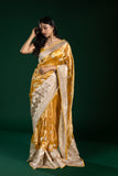 Yellow Tissue Organza Saree with Thread Embroidery Border