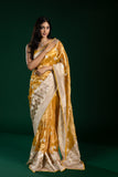 Yellow Tissue Organza Saree with Thread Embroidery Border