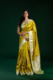 Lime & Pista Green Chiniya Pattu Saree with Small Butti Work