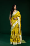 Lime & Pista Green Chiniya Pattu Saree with Small Butti Work