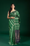 Green & Navy Blue Tripura Pattu Saree with Antique Zari