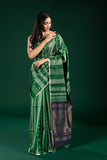 Green & Navy Blue Tripura Pattu Saree with Antique Zari