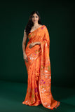 Orange Dola Silk Saree with Butti Work – Fancy Ethnic Wear