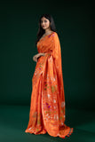 Orange Dola Silk Saree with Butti Work – Fancy Ethnic Wear