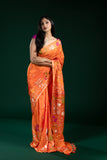 Orange Dola Silk Saree with Butti Work – Fancy Ethnic Wear