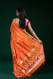 Orange Dola Silk Saree with Butti Work – Fancy Ethnic Wear