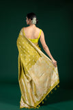 Olive Green Dola Silk Saree with Butti Pattern – Fancy Wear