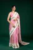 Peach Soft Tissue Saree with Elegant Thread Embroidery
