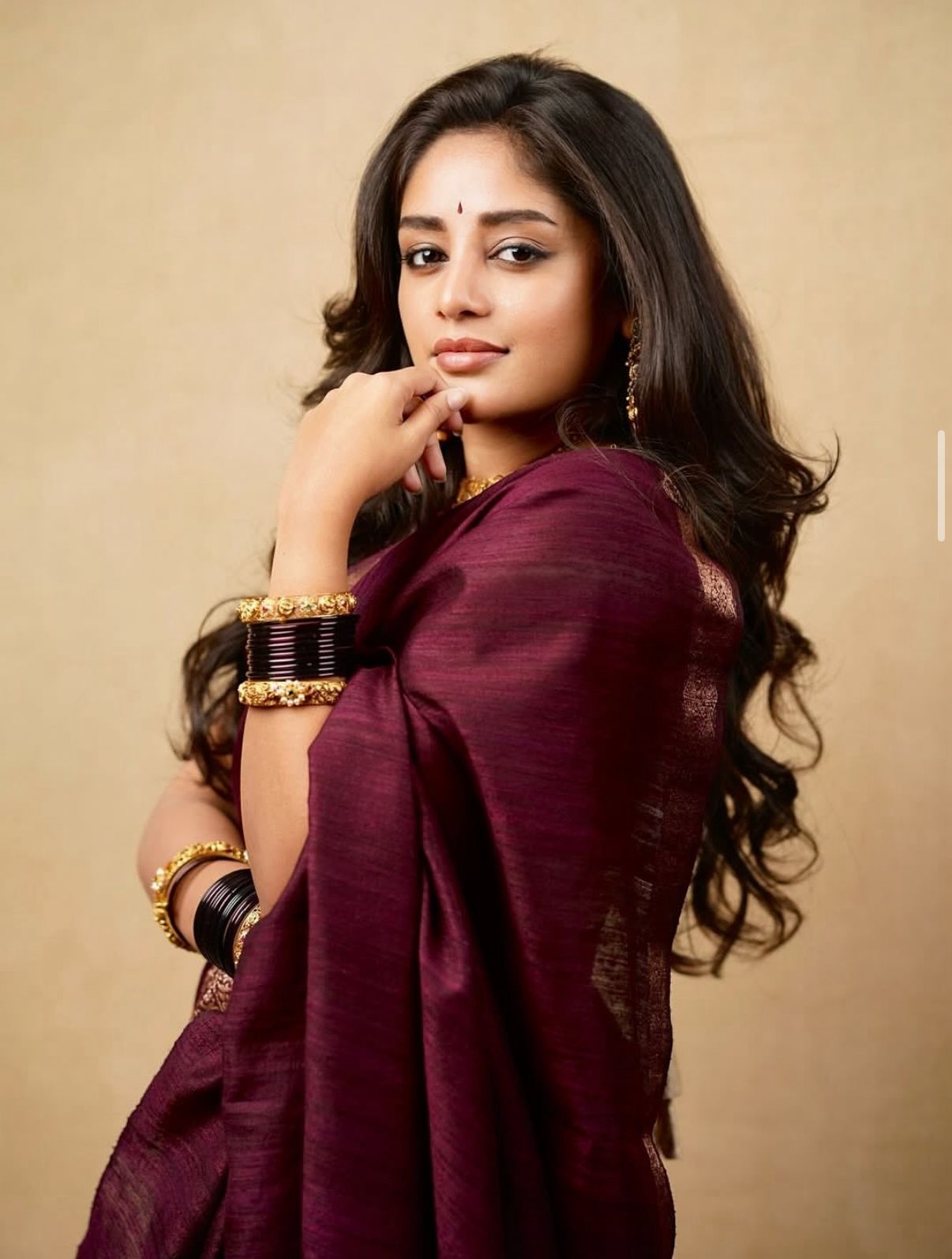 Wine Color Banarasi Tussar Silk Saree With Golden Zari Detailing